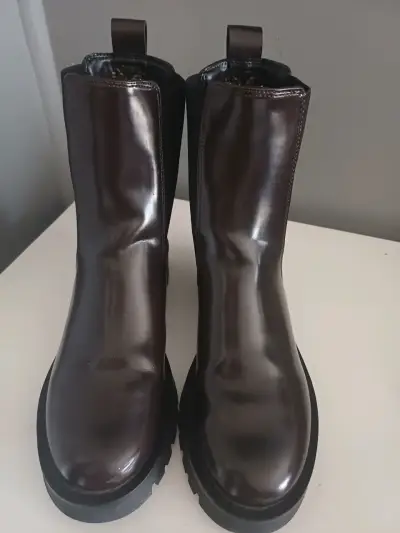 Botines de cuero marrón para mujer - miniatura 1