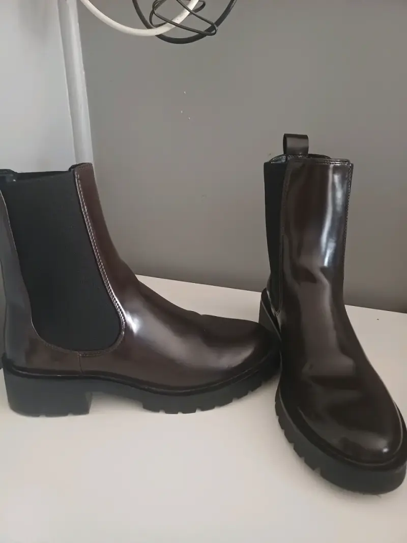 Botines de cuero marrón para mujer - 2