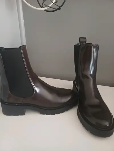 Botines de cuero marrón para mujer - miniatura 2