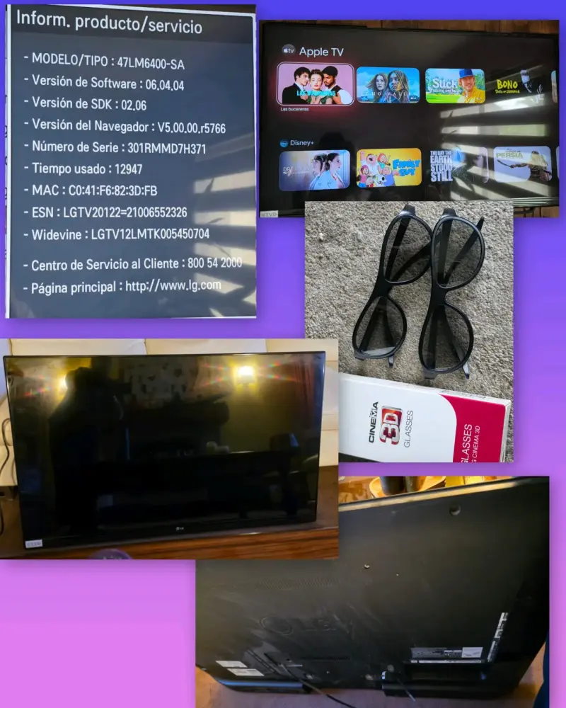 Televisor LG 47 pulgadas con 3D y Apple TV