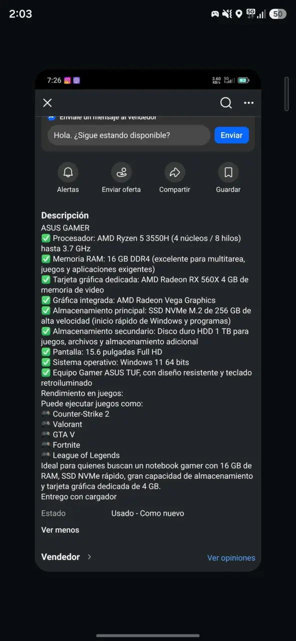 PC Gamer ASUS con Intel i5 y 16GB RAM - 2