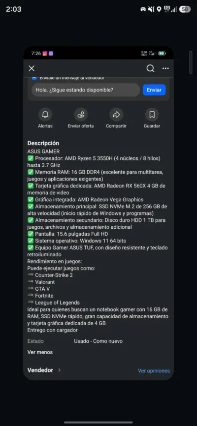 PC Gamer ASUS con Intel i5 y 16GB RAM - miniatura 2