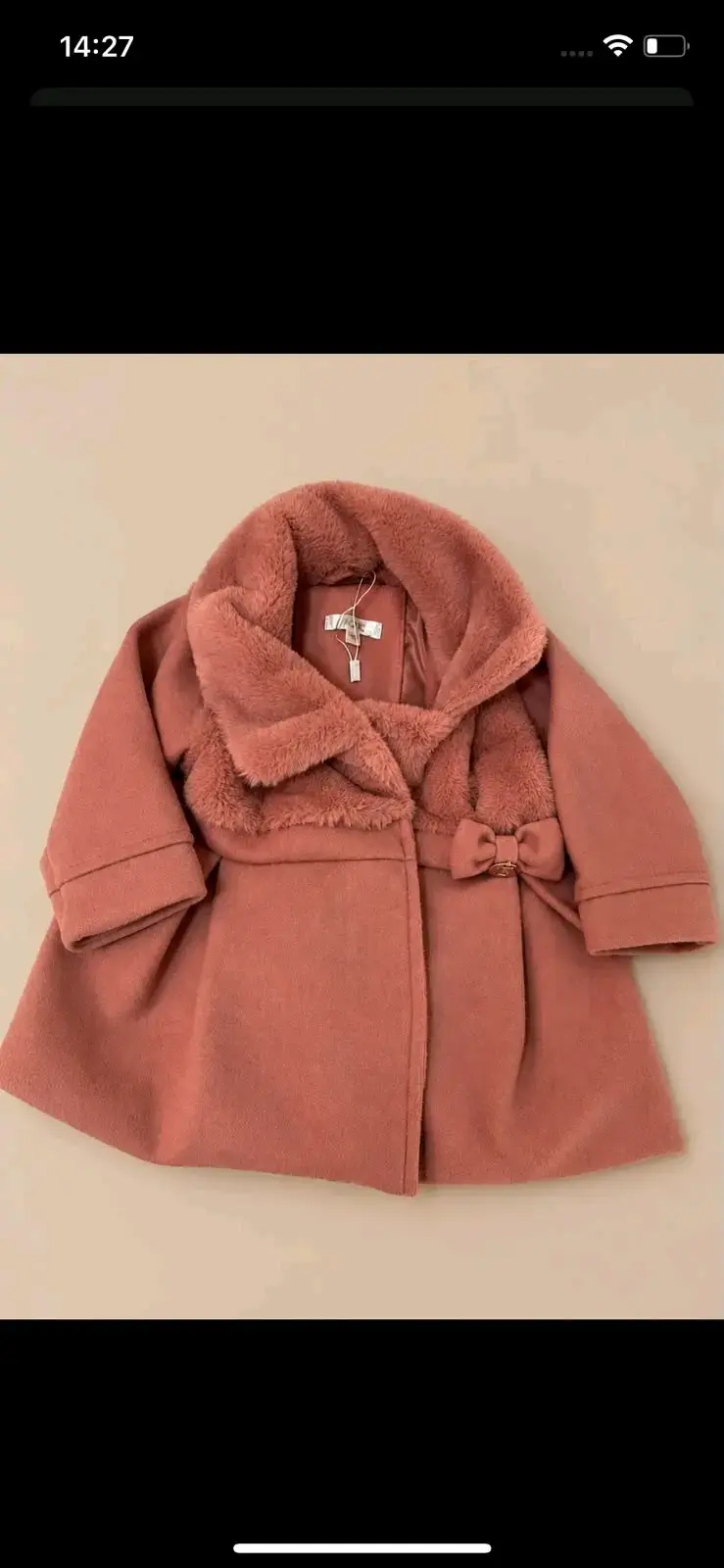 Abrigo de niña con forro de peluche color rosa - 1