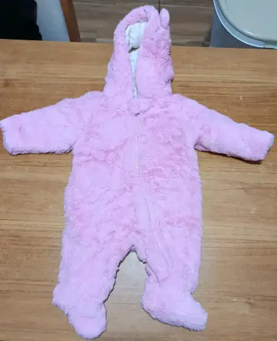Enterito de bebé polar con capucha rosa - miniatura 1