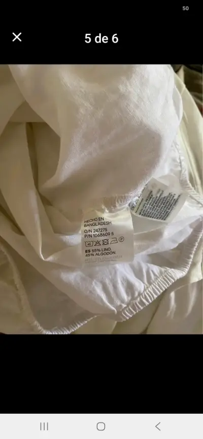 Blusa blanca de lino con mangas abullonadas - miniatura 5