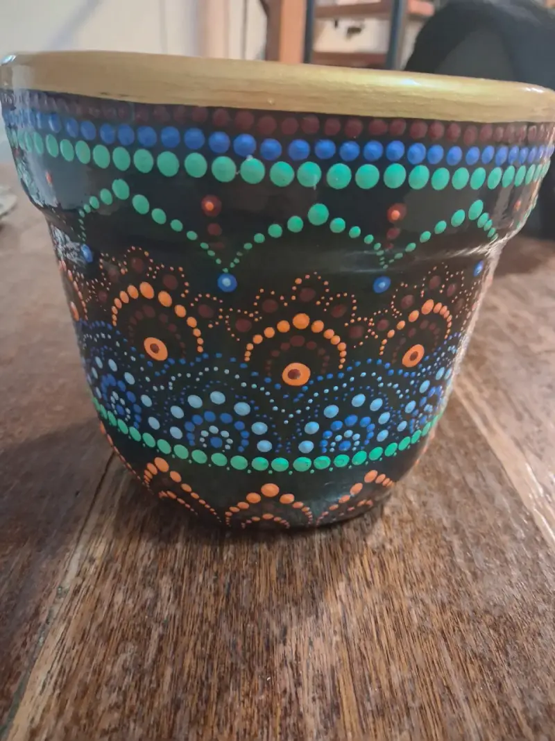 Macetero de cerámica pintado a mano - 4