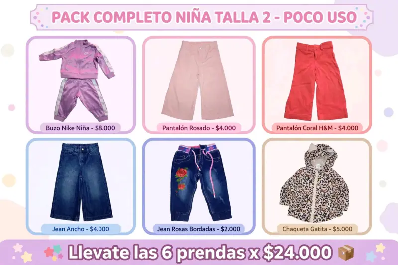 Pack de Ropa para Niña Talla 2 Poco Uso