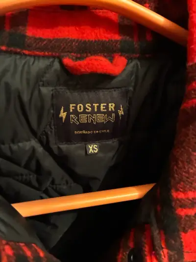 Chaqueta de franela a cuadros roja Foster XS - miniatura 2