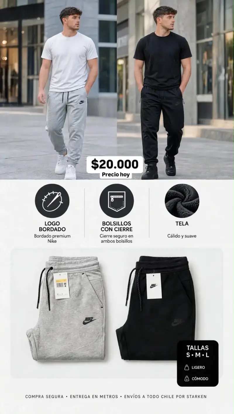 Pantalones deportivos Nike con bolsillos y logo bordado - 1