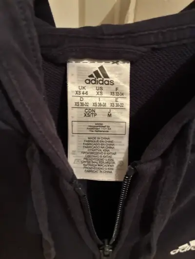 Polerón con capucha Adidas azul con rayas blancas - miniatura 2
