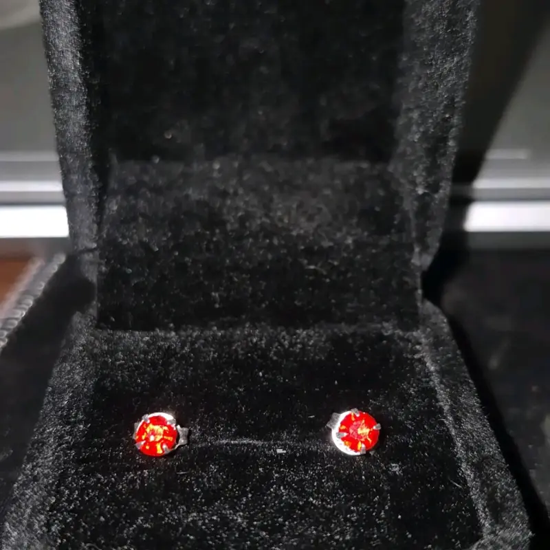 Aros de plata con piedras rojas elegantes