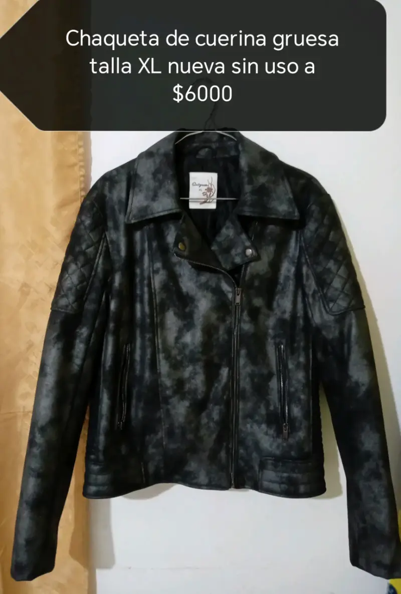 Chaqueta de cuerina gruesa negra XL nueva