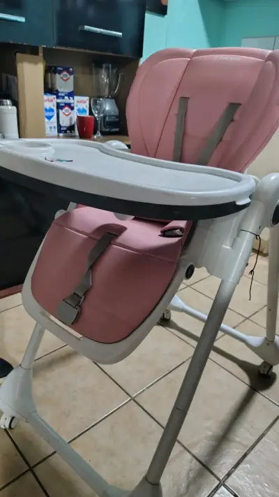 Silla de comer para bebé Bebesit rosa ajustable - miniatura 1