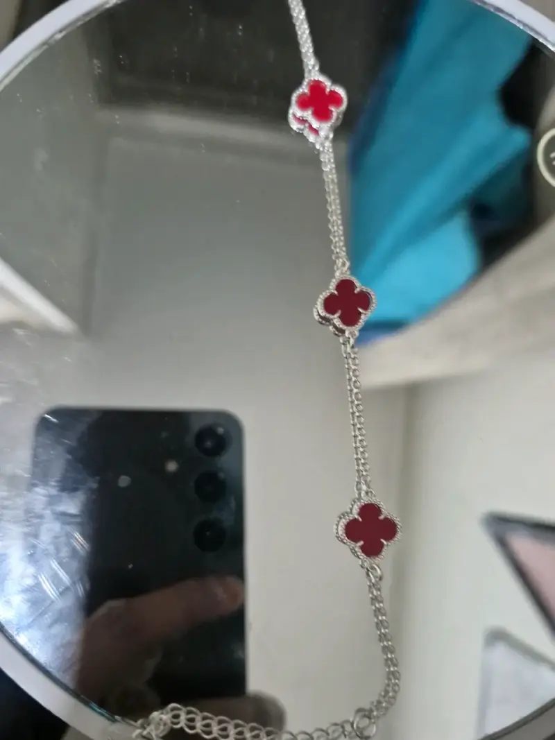 Pulserade plata con tréboles rojos estilo vancleef - 2