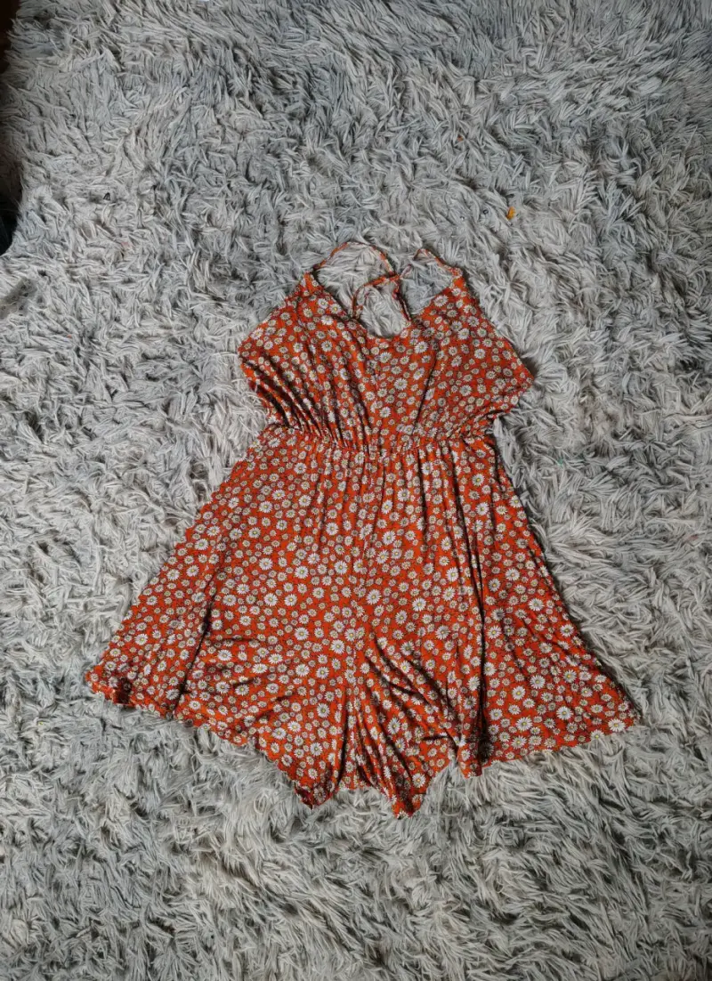 Vestido corto floral naranja para mujer - 3