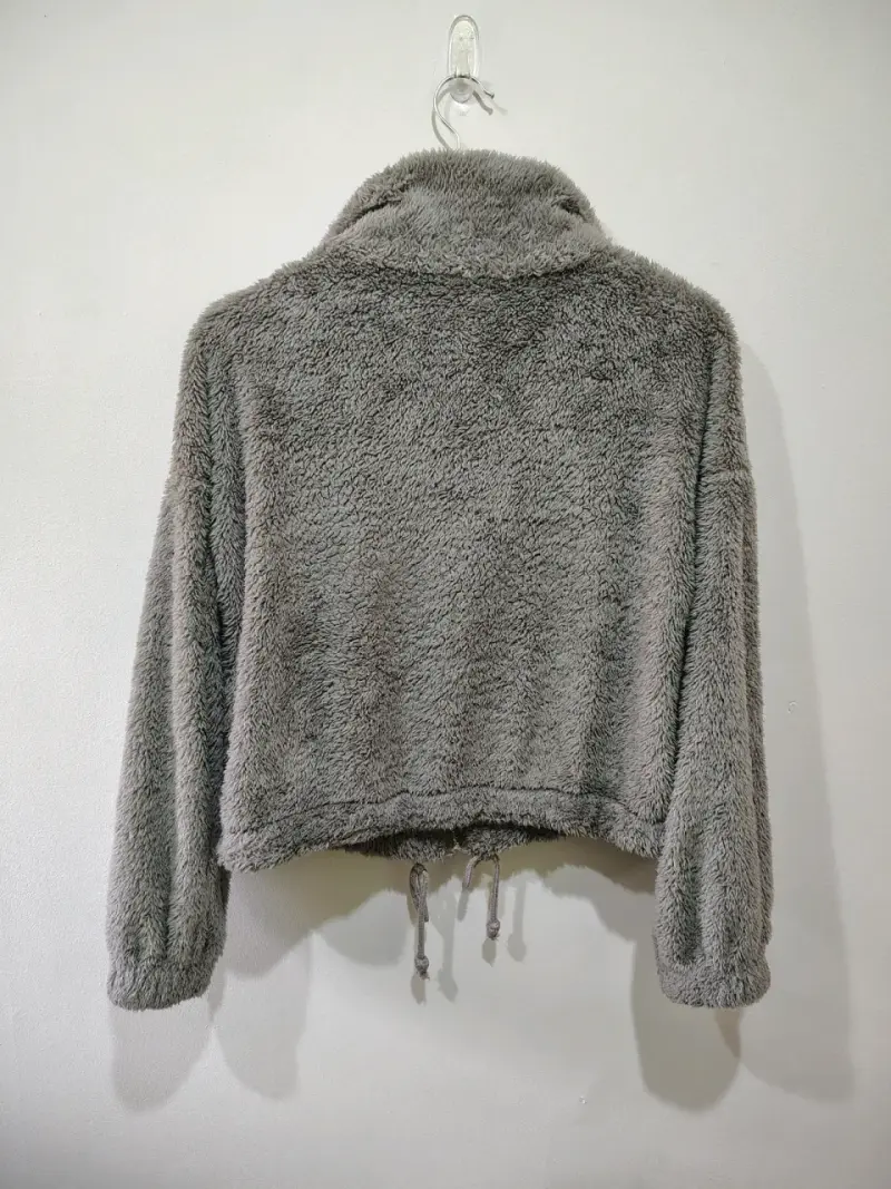 Polerón de felpa gris Shein con cierre - 2
