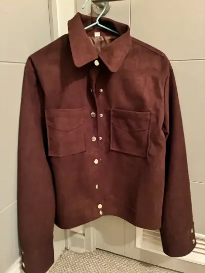 Chaqueta de gamuza marrón con bolsillos - miniatura 1