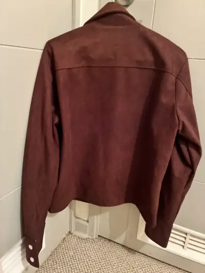 Chaqueta de gamuza marrón con bolsillos - miniatura 2