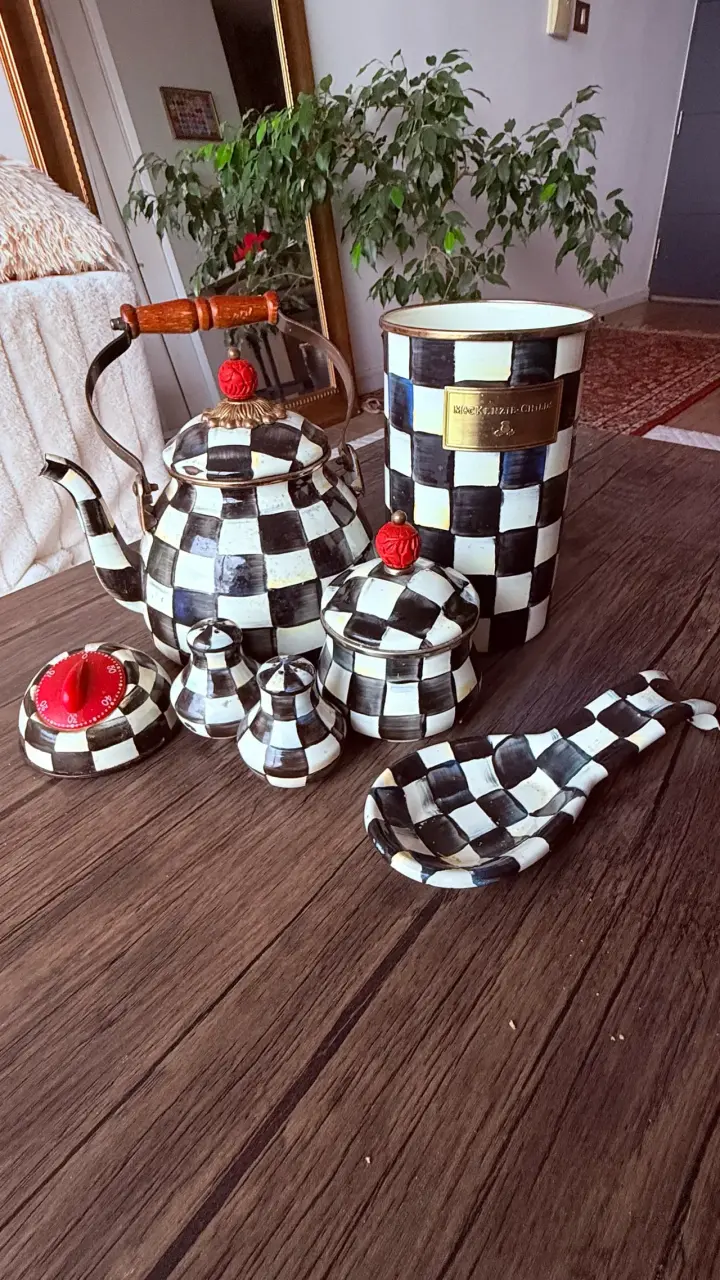 Juego de té cerámico ajedrezado MacKenzie-Childs