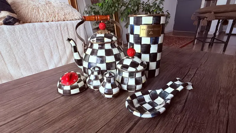 Juego de té cerámico ajedrezado MacKenzie-Childs - 2