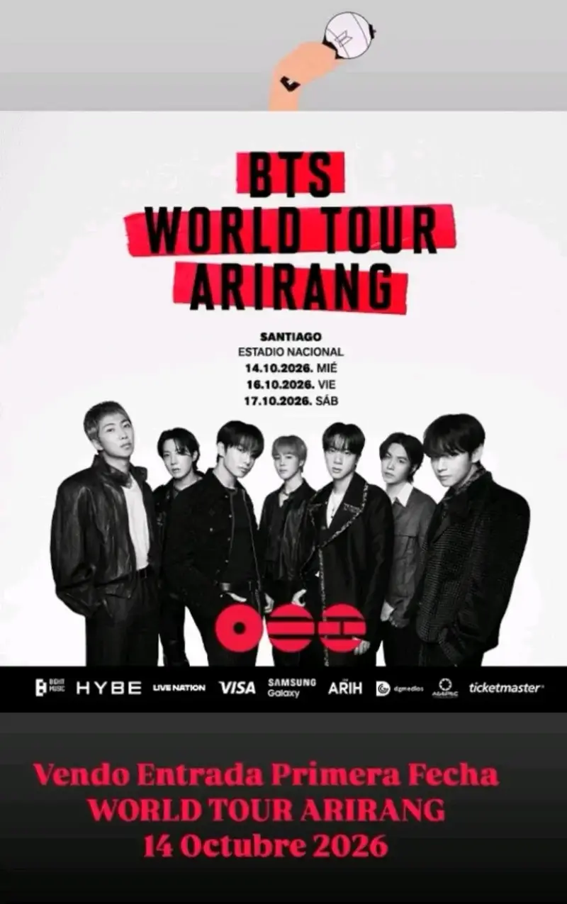 Entrada BTS World Tour Arirang Santiago 2026