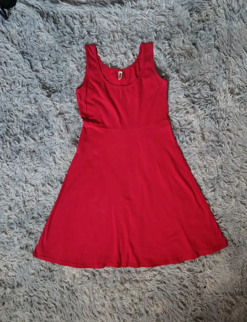 Vestido rojo sin mangas para mujer - 1
