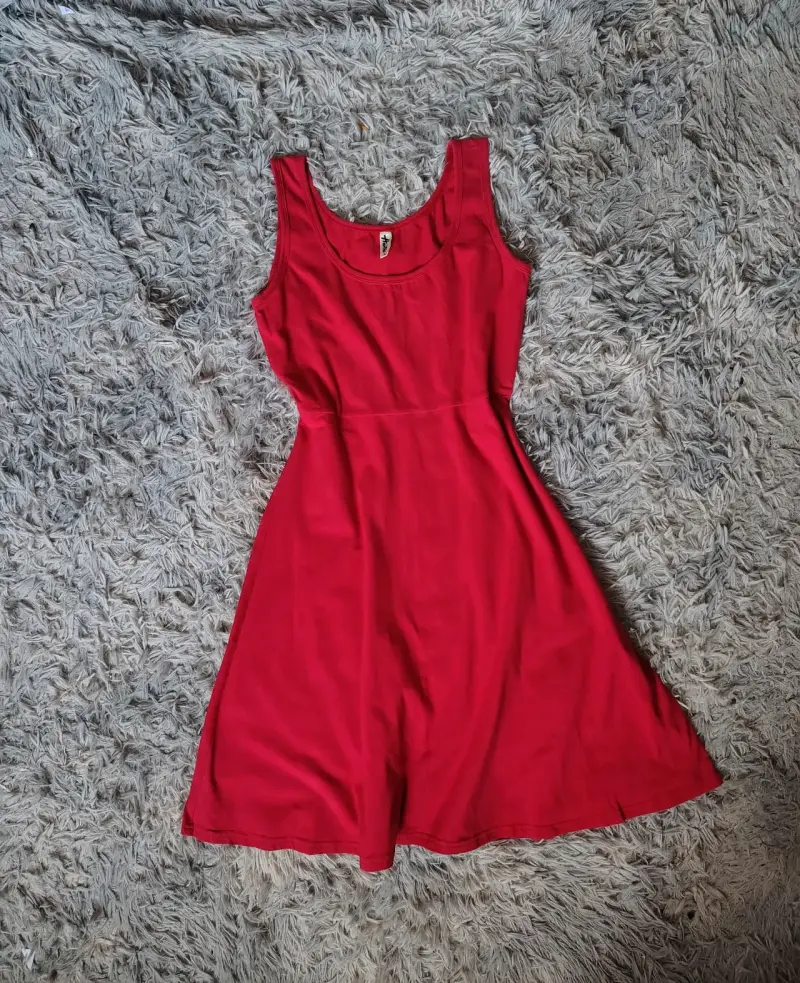 Vestido rojo sin mangas para mujer - 2