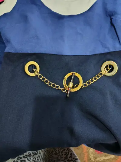 Vestido sin mangas azul con detalles dorados - miniatura 4