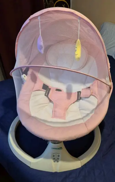 Silla mecedora para bebé LittleBoss rosa - miniatura 1