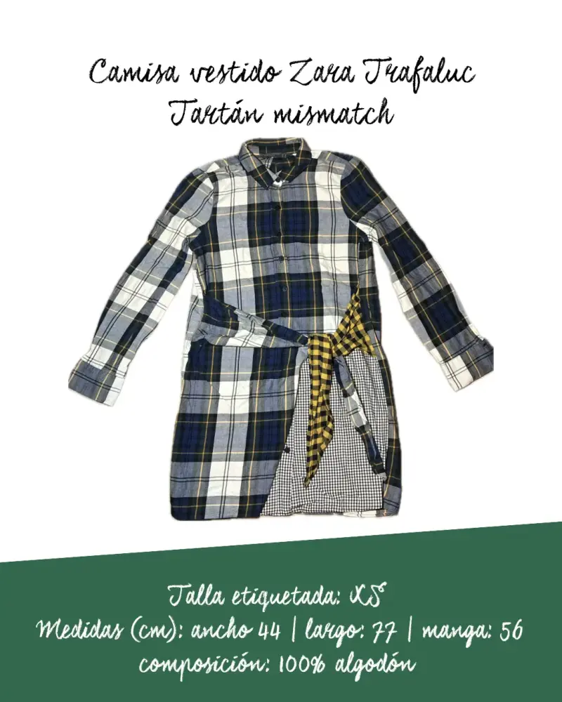 Camisa vestido Zara Trafaluc tartán mismatch
