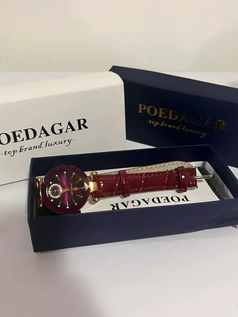 Reloj de Mujer Poedagar Morado con Correa de Cuero - 4