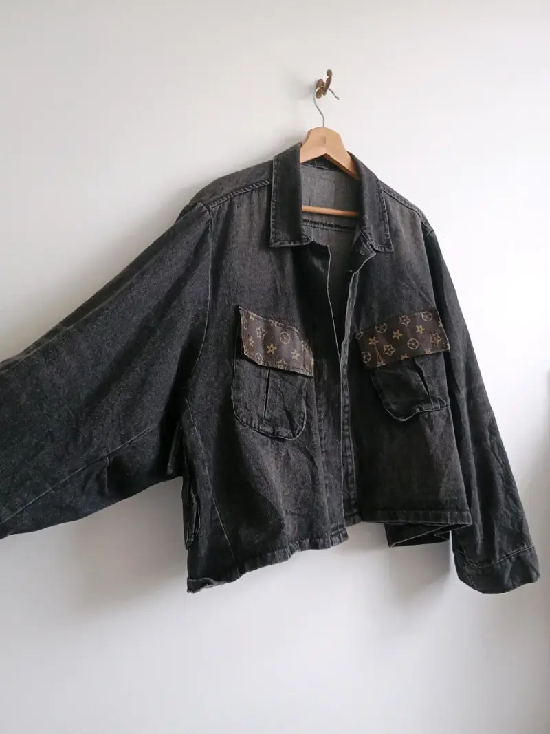 Chaqueta de mezclilla negra XL - 3
