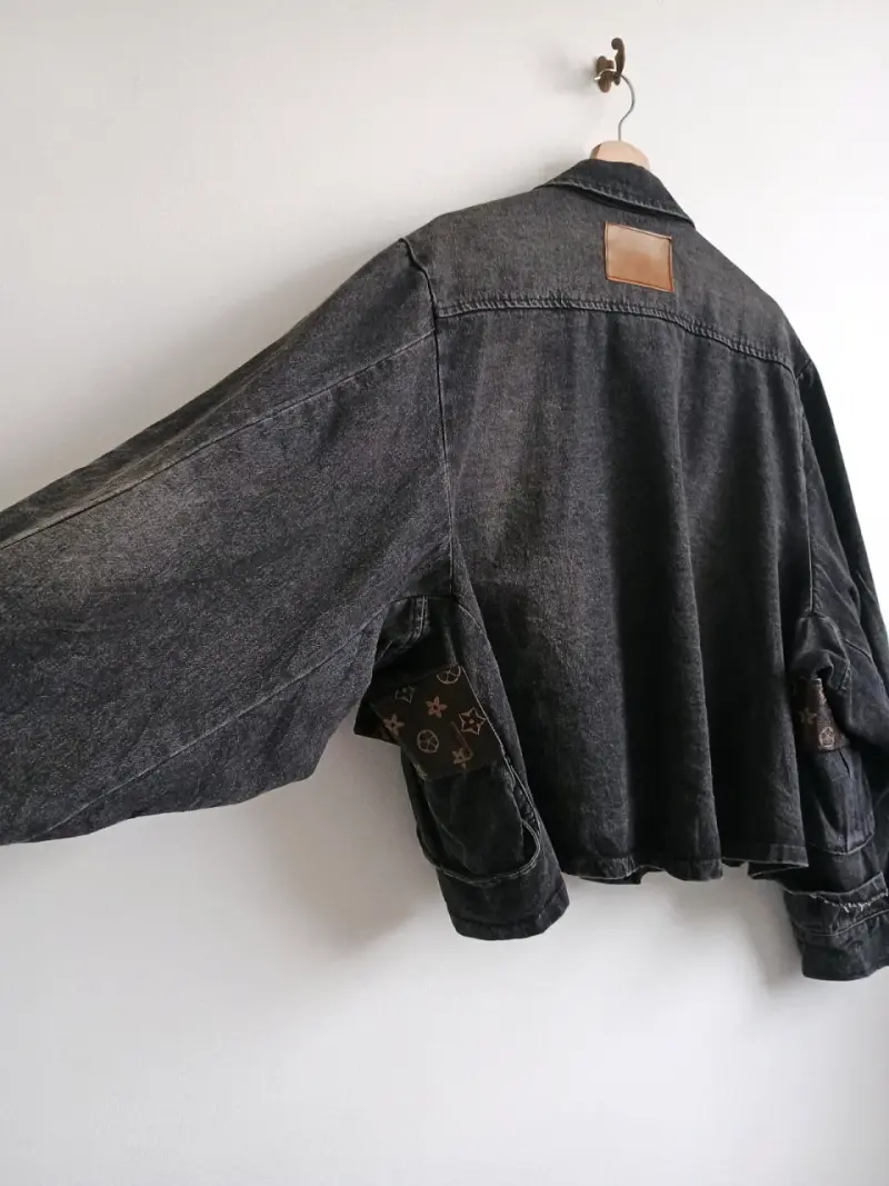 Chaqueta de mezclilla negra XL - 4