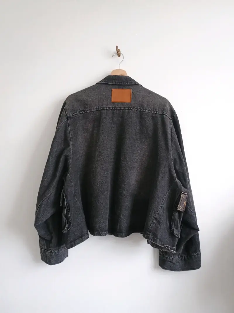 Chaqueta de mezclilla negra XL - 5