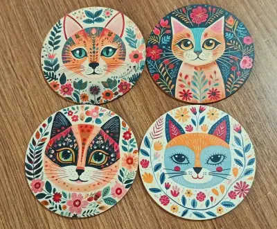 Posavasos redondos con diseño de gatos - miniatura 3