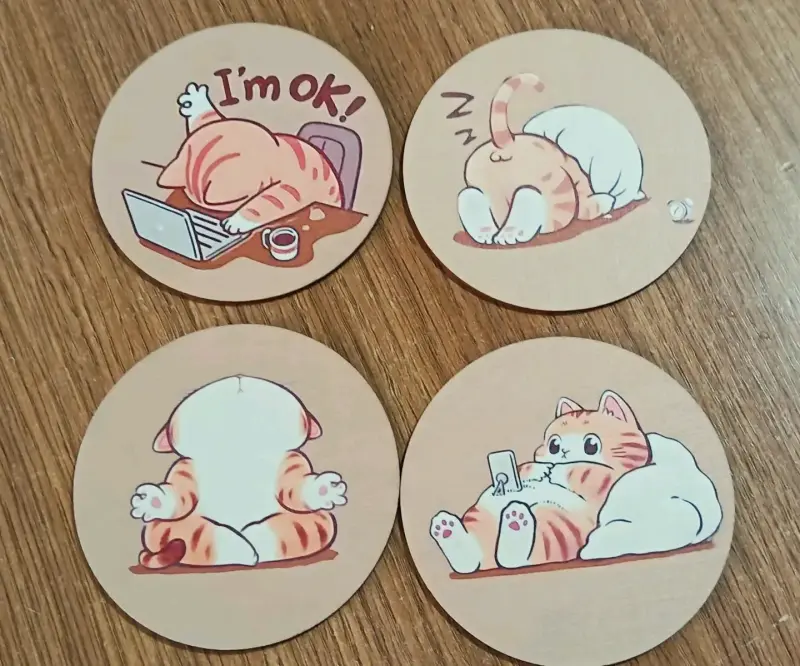 Posavasos redondos con diseño de gatos - 5