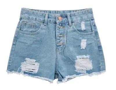 Shorts de mezclilla desgastados para mujer - miniatura 1