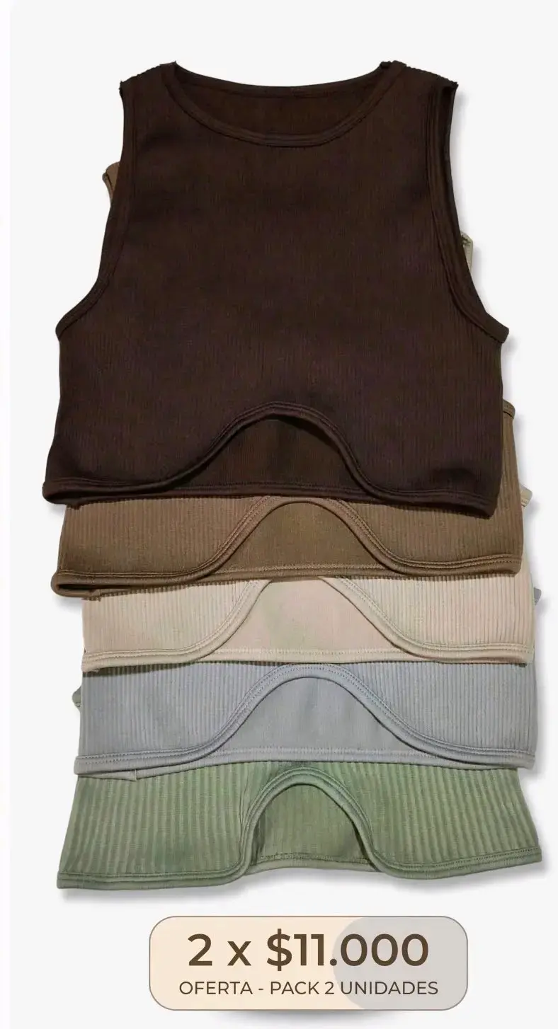 Pack de 2 tops sin mangas en varios colores