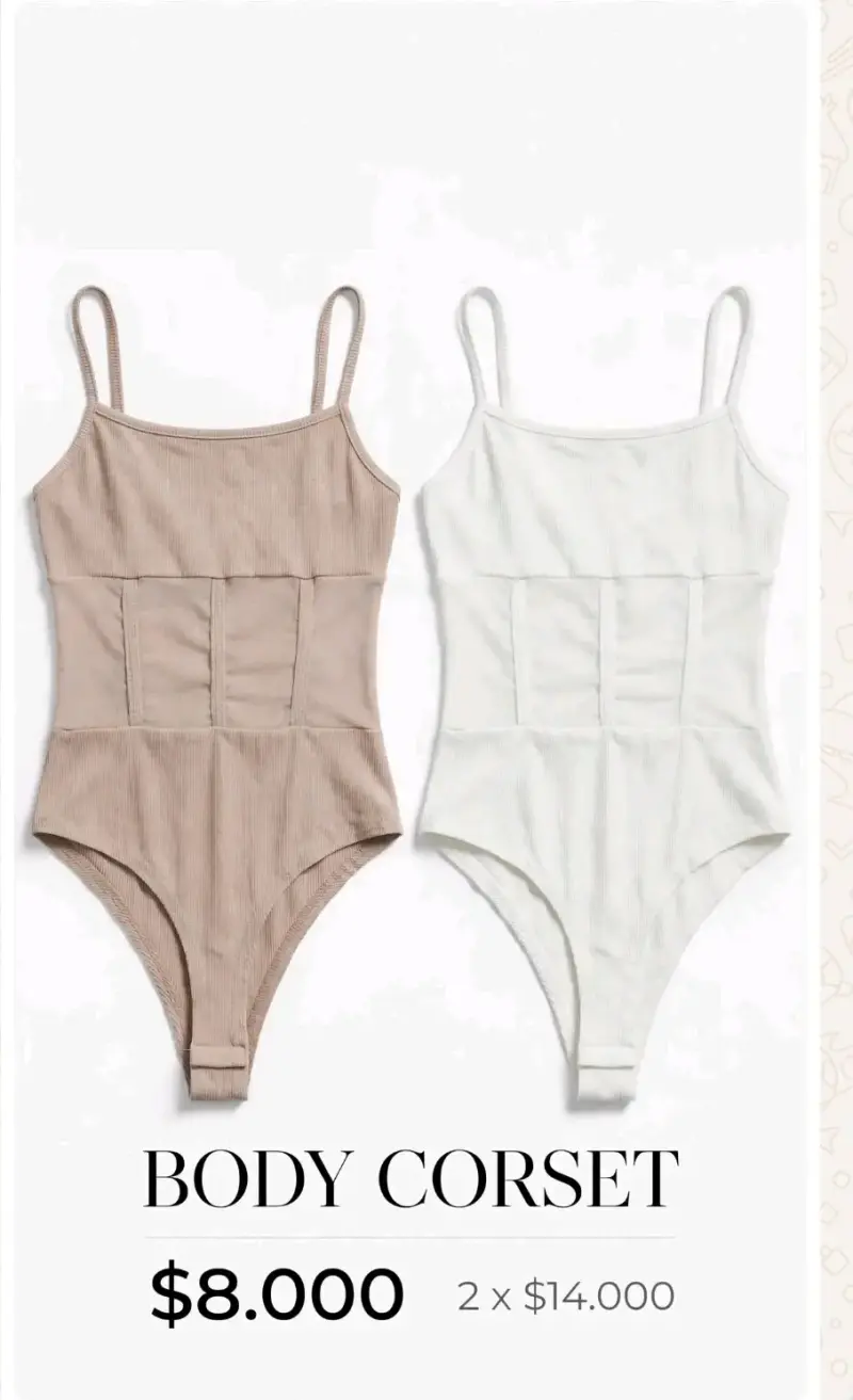 Body corset en colores beige y blanco