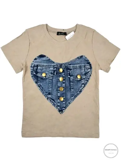 Polera con diseño de corazón en denim - miniatura 3