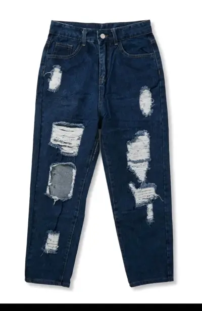 Jeans de mezclilla rasgados para mujer - miniatura 1