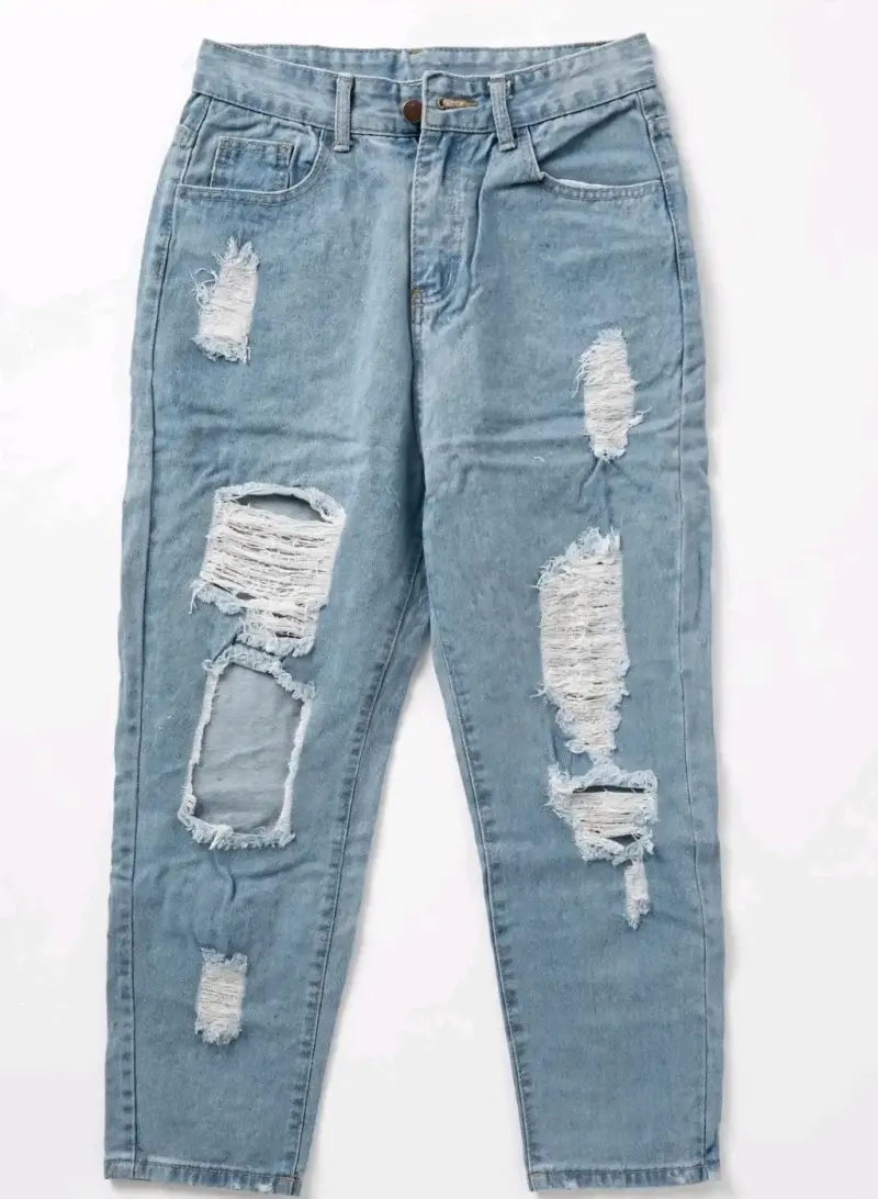 Jeans de mezclilla rasgados para mujer - 2