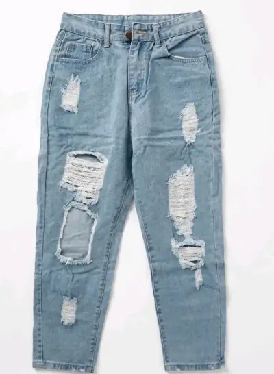 Jeans de mezclilla rasgados para mujer - miniatura 2