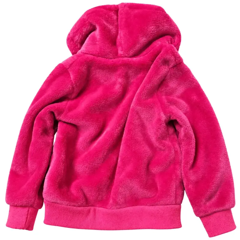 Chaqueta de felpa rosa con capucha para niñas - 2