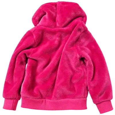 Chaqueta de felpa rosa con capucha para niñas - miniatura 2