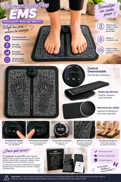 Masajeador de Pies EMS con Estimulación Eléctrica - miniatura 1