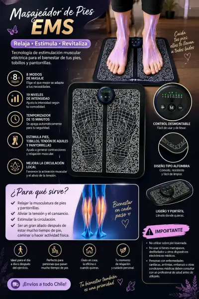 Masajeador de Pies EMS con Estimulación Eléctrica - miniatura 2