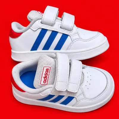 Zapatillas deportivas para niños Adidas blancas y azules - miniatura 1