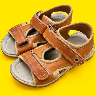 Sandalias de cuero para niños color marrón t 28 - miniatura 1