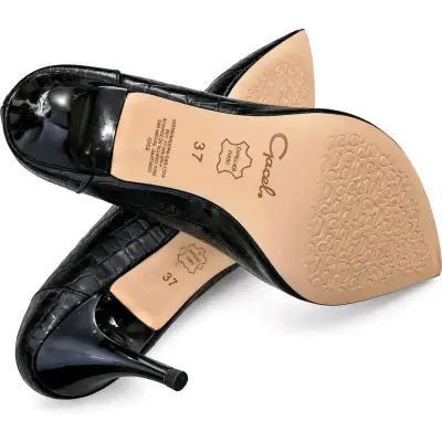 Zapatos de Tacón Negro Textura Cocodrilo Gacel t37 - miniatura 2